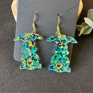 Bunny Earrings Gold Dangle Easter Rabbit